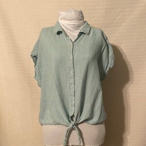 Short Sleeve Button Down Blouse